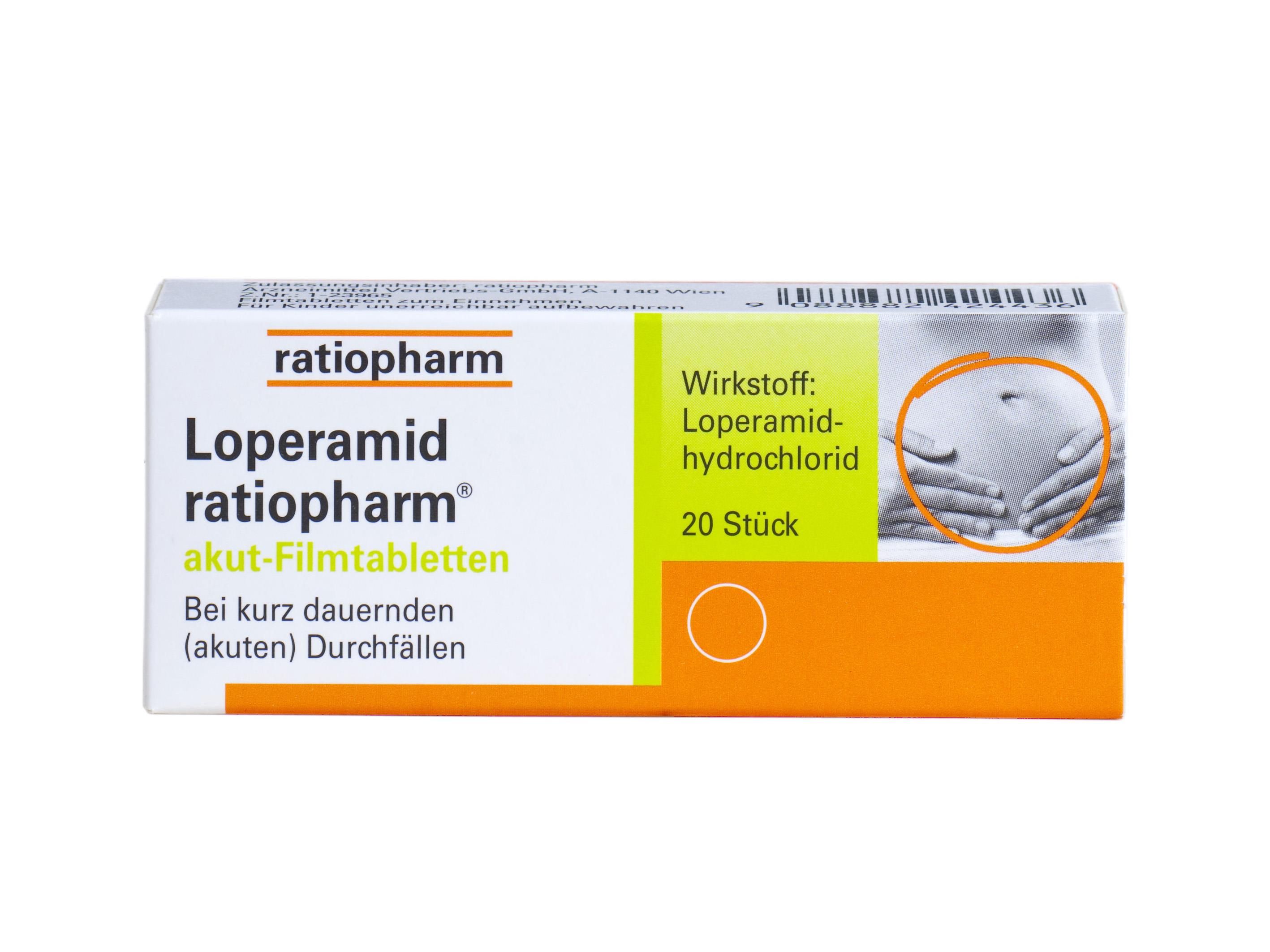 Loperamid ratiopharm® akut Filmtabletten - 20 Stück